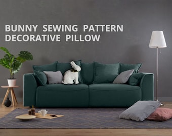 Bunny pillow pattern, bunny sewing pattern