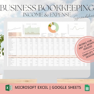 Small Business Bookkeeping | Excel | Google Sheets | Business Spreadsheet | Income and Expense Tracker | Financial Planner | Profit and Loss