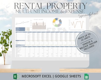 Hoja de cálculo de contabilidad de propiedades de alquiler: Plantilla de ganancias y pérdidas de contabilidad inmobiliaria (Excel y Google Sheets) Descarga digital