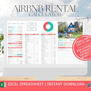 Airbnb Rental Calculator Spreadsheet | Excel | Investment Property | Income & Expense Tracker | Real Estate Rentals | Airbnb Rental Budget