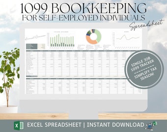 1099 Boekhoudspreadsheet | Excel | Financiënspreadsheet | Inkomsten- en uitgaventracker | Winst en verlies | Boekhouding | Belastingseizoen