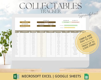 Collection Tracker Spreadsheet: Budget Income and Expense Inventory Tracker Excel & Google Sheets Digital Download