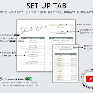 1099 Self-Employed Bookkeeping Spreadsheet | Income and Expense Tracker | Profit and Loss | Excel | Google Sheets | Accounting | Tax Tracker image 4