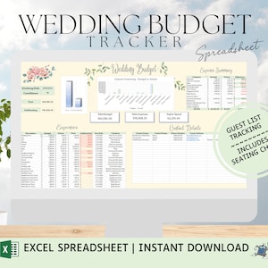 Wedding Planning Spreadsheet | Wedding Budget Planner | Wedding Checklist | Wedding Guest List | Excel Template | Excel Money Tracker