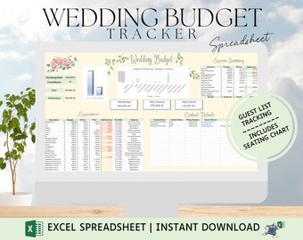 Wedding Budget Planner Spreadsheet: Income and Expense Tracker Excel Digital Download