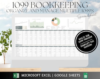 Multi-1099 Bookkeeping Spreadsheet | Excel | Google Sheets | Finance Spreadsheet | Income and Expense Tracker | Profit and Loss | Accounting