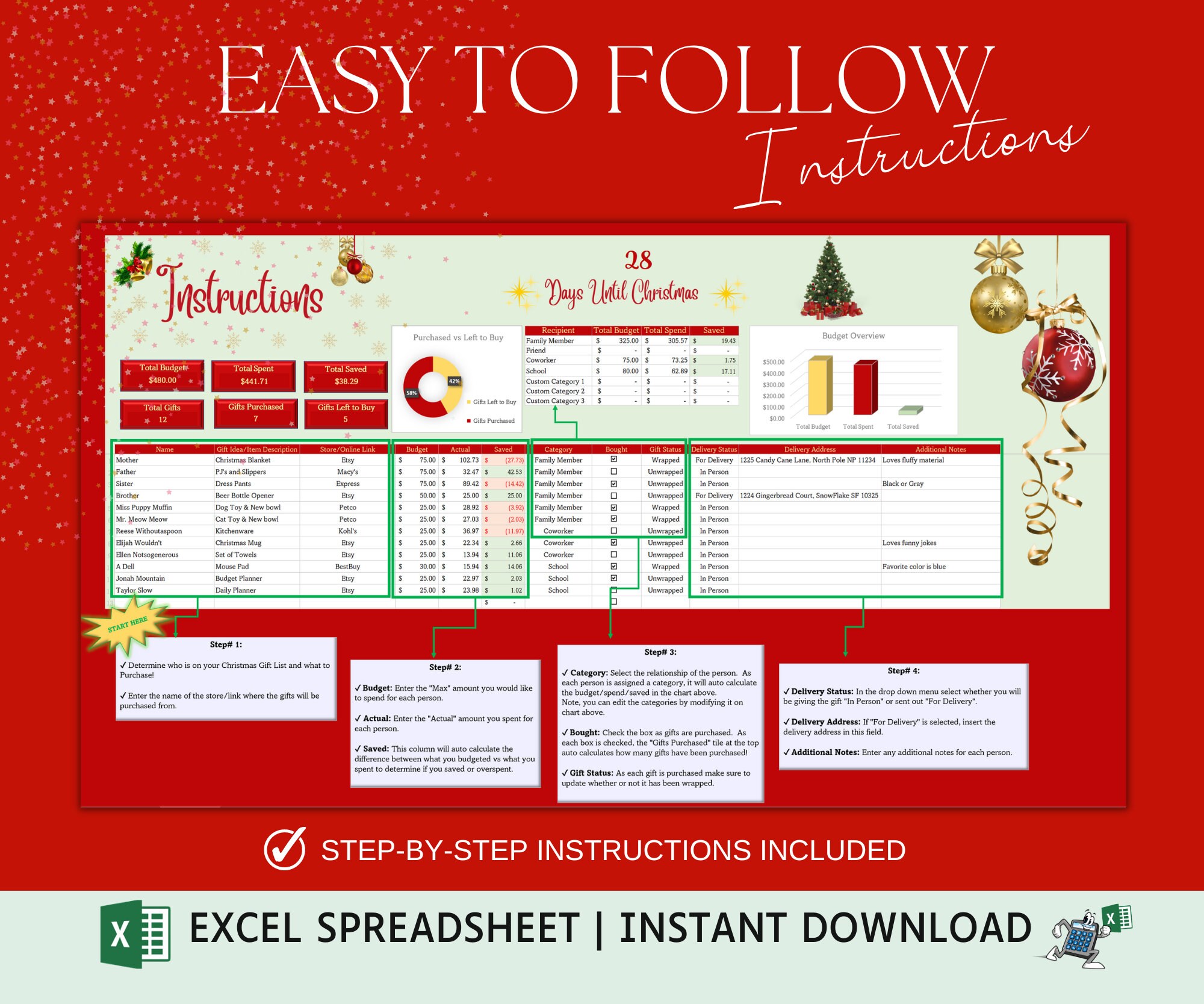 Christmas Gifts Budget Tracker Christmas Planner Downloadable Budget ...