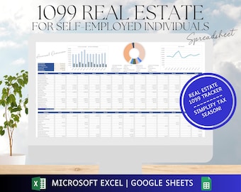 Real Estate Agent 1099 Bookkeeping | Excel | Google Sheets | Finance Spreadsheet | Income and Expense Tracker | Profit and Loss | Accounting