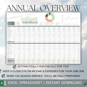 1099 Bookkeeping Spreadsheet Excel Finance Spreadsheet Income and Expense Tracker Profit and Loss Accounting Tax Season image 2