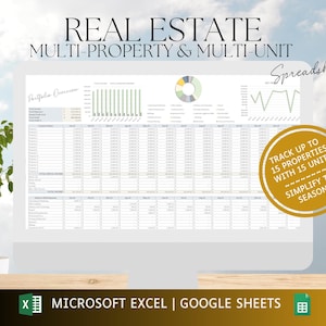 Rental Portfolio Bookkeeping Spreadsheet: Real Estate Accounting Multi-Property Profit and Loss Excel & Google Sheets Digital Download