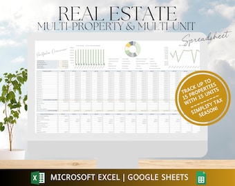 Rental Portfolio Bookkeeping Spreadsheet: Real Estate Accounting Multi-Property Profit and Loss Excel & Google Sheets Digital Download