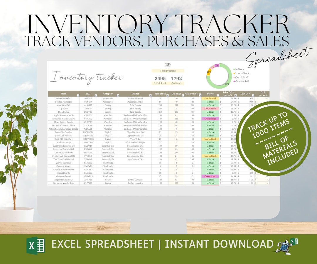 Inventory Tracker Spreadsheet: Small Business Inventory Template Excel ...