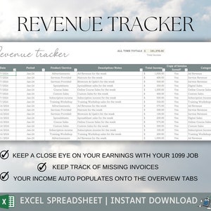 1099 Bookkeeping Spreadsheet Excel Finance Spreadsheet Income and Expense Tracker Profit and Loss Accounting Tax Season image 5