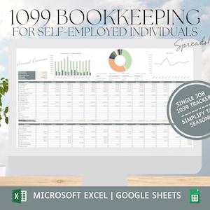 1099 Bookkeeping Spreadsheet | Excel | Google Sheets | Finance Spreadsheet | Income and Expense Tracker | Profit and Loss | Accounting