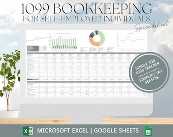 1099 Bookkeeping Spreadsheet | Excel | Google Sheets | Finance Spreadsheet | Income and Expense Tracker | Profit and Loss | Accounting
