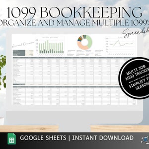 Multi-1099 Bookkeeping Spreadsheet | Google Sheets | Income and Expense Tracker | Profit and Loss | Accounting | Tax Season