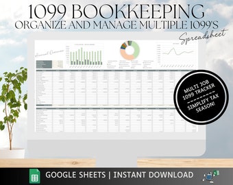 Multi-1099 Bookkeeping Spreadsheet | Google Sheets | Income and Expense Tracker | Profit and Loss | Accounting | Tax Season