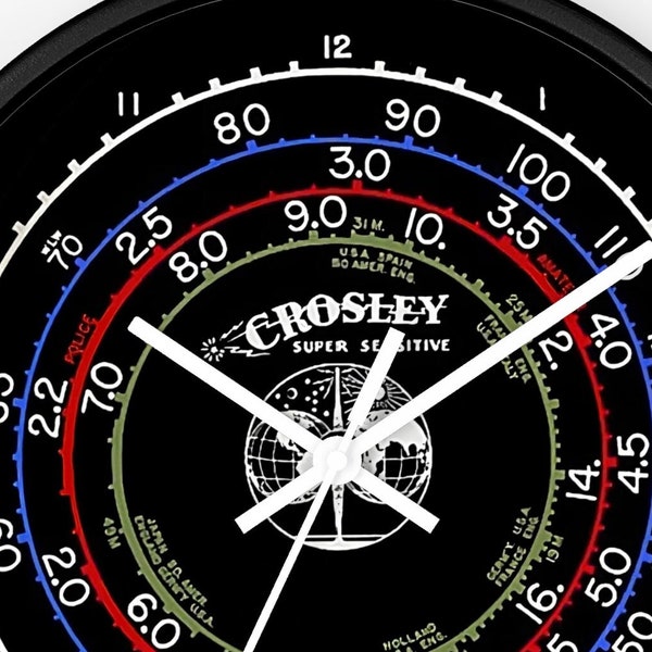 Crosley 'Super Sensitive' Radio Dial Wall Clock - 10" - Vintage Design - Antique Radio Nostalgia 1930s 1940s