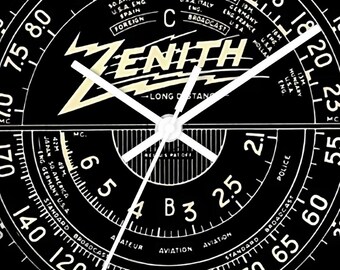 Zenith 1936 Retro-look Radio Dial 10&quot; Wall Clock - Vintage Radio Nostalgia - Antique Radio