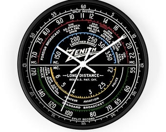 Zenith Long Distance Retro-look Radio Dial 10&quot; Wall Clock - Vintage Radio Nostalgia - Antique Radio