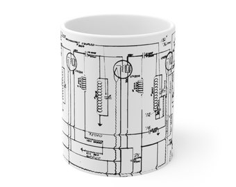 Brunswick Antique Radio Schematic Ceramic Coffee Mug