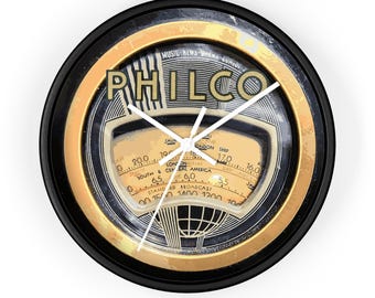 1930&#39;s Philco Retro-look Radio Dial 10&quot; Wall Clock - Vintage Radio Nostalgia - Antique Radio