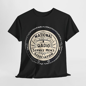 National Radio Service Men&#39;s Association Logo T-Shirt - Antique Radio TV Repairman - Vacuum Tube Radio - Vintage Logo Design