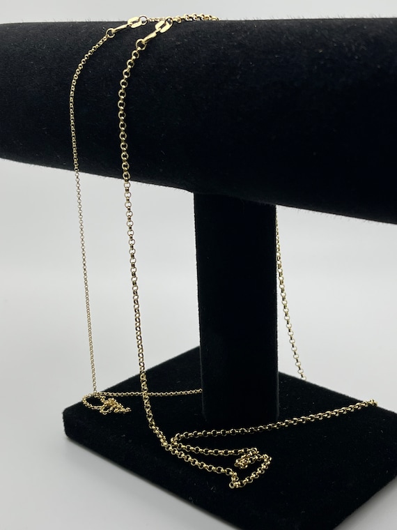 14K Gold Rolo Chain Necklacesolid Real Gold Necklacegold Etsy