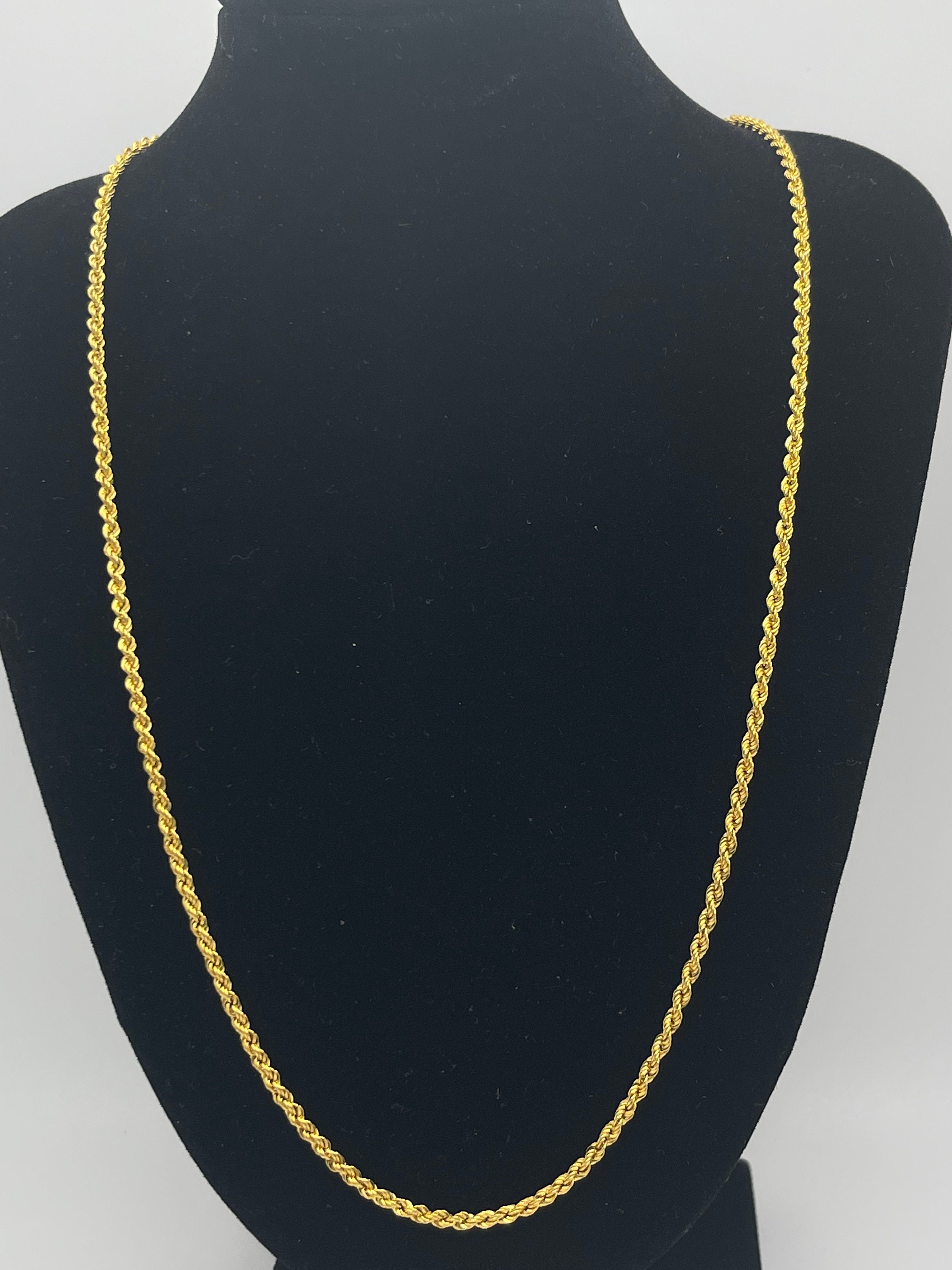 Rope Chain 14K Gold Diamond Cut, 2.5 Mm. 22 24 14K Yellow Gold Solid