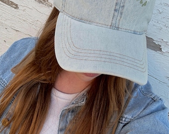 Hand Embroidered Chicken Denim Cap – Cottagecore Farm Style