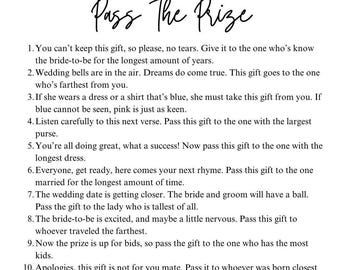 Geef de prijs door vrijgezellenfeest + instructiekaart | Leuk afdrukbaar gezelschapsspel (digitale download)