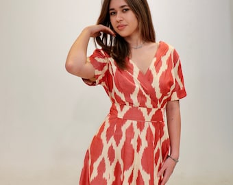Exquisite Handmade Ikat Dress with Belt