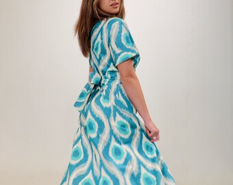 Exquisite Handmade Ikat Dress with Belt