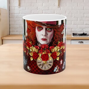 alice in wonderland, alice in wonderland 11oz mug, mad hatter mug, queen of hearts gifts, cheshire cat cup, red queen, hatter, white rabbit