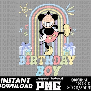 birthday boy mickey mouse printable sublimation png, mickey mouse pastel, cut files, Cricut, birthday boy sublimation, mickey mouse shirt