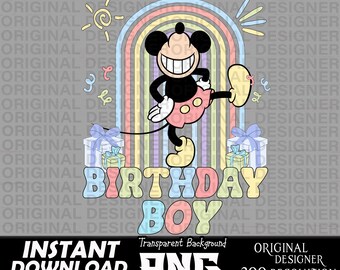birthday boy mickey mouse printable sublimation png, mickey mouse pastel, cut files, Cricut, birthday boy sublimation, mickey mouse shirt