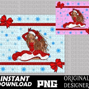 Little Mermaid, Black little Mermaid png, Christmas, Black Girl Magic, skinny tumbler, Princess, Cricut, sublimation, Princess Christmas