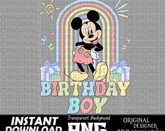 birthday boy mickey mouse printable sublimation png, mickey mouse pastel, cut files, Cricut, birthday boy sublimation, mickey mouse shirt