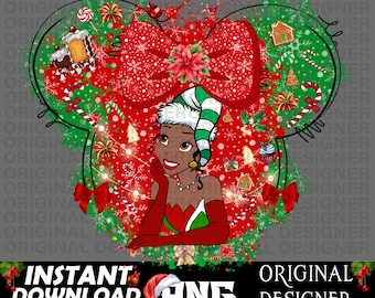 Princess Tiana, Christmas Tiana png, Princess Tiana shirts, Princess png, Princess cut files, Cricut, sublimation, Princess Tiana Christmas