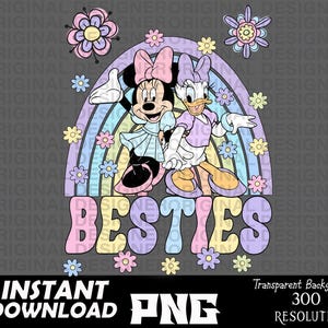 minnie mouse and daisy duck besties digital png, minnie daisy pastel, cut file, Cricut, best friend sublimation, birthday girl, bestie gifts