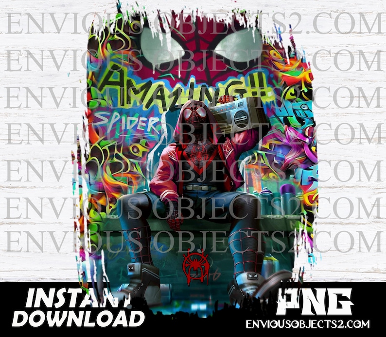 Spindelmannen, Miles Morales, Spindelmannen png, Spindelmannen Miles png, Spindelmannen, graffiti, Pojkskjorta, Spindelmannen klippfil, Cricut, sublimering bild 1