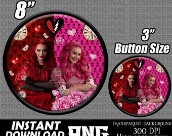 Nachkommen rote Brücke rund PNG, Nachkommen druckbare Knopfgröße, Rise Red png, Rebellenherz, Nachkommen steigen rot Sublimation, Cricut