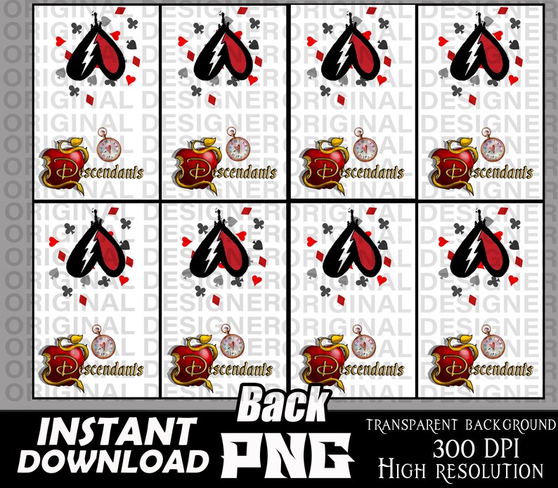Descendants Patterns Descendants Red Valentines Day Printable School Cards Digital Download ...