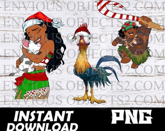 Christmas moana png, moana shirt, maui png, hei hei png, cut file, moana Christmas sublimation, moana clipart, Cricut, moana gifts, cricut