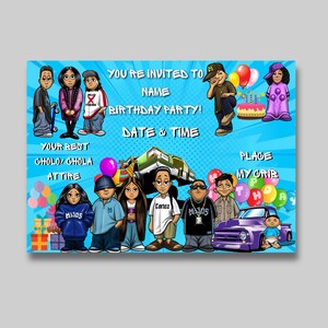 Lil Homies, mijos birthday invitation, Lil Homies Birthday party video, Chicano Birthday, Chicana, chola, vatos, 90s, Cholo Birthday invite