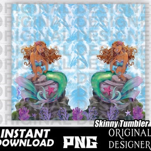 vaso flaco de sirenita negra png, magia de niña negra, diseño de vaso de sirenita negra, princesa negra, sublimación, Ariel negro png