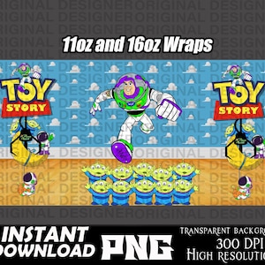 projekt kubka toy story, opakowanie sublimacyjne toy story, sublimacja pizza planet png, buzz lightyear, opakowanie na kubek 11 uncji, opakowanie na kubek 16 uncji buzz, woody png