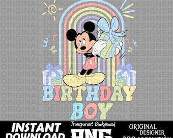 birthday boy mickey mouse printable sublimation png, mickey mouse pastel, cut files, Cricut, birthday boy sublimation, mickey mouse shirt