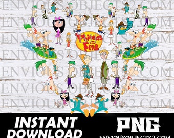 phineas and ferb png, phineas and ferb shirts, Perry the platypus png, ferb png cut file, Candace flynn, sublimation, cricut, clipart, boys
