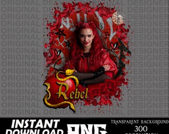descendants rise of red PNG, rebel heart PNG, 300 DPI Transparent Background Design for Cricut Sublimation Graphic printable download